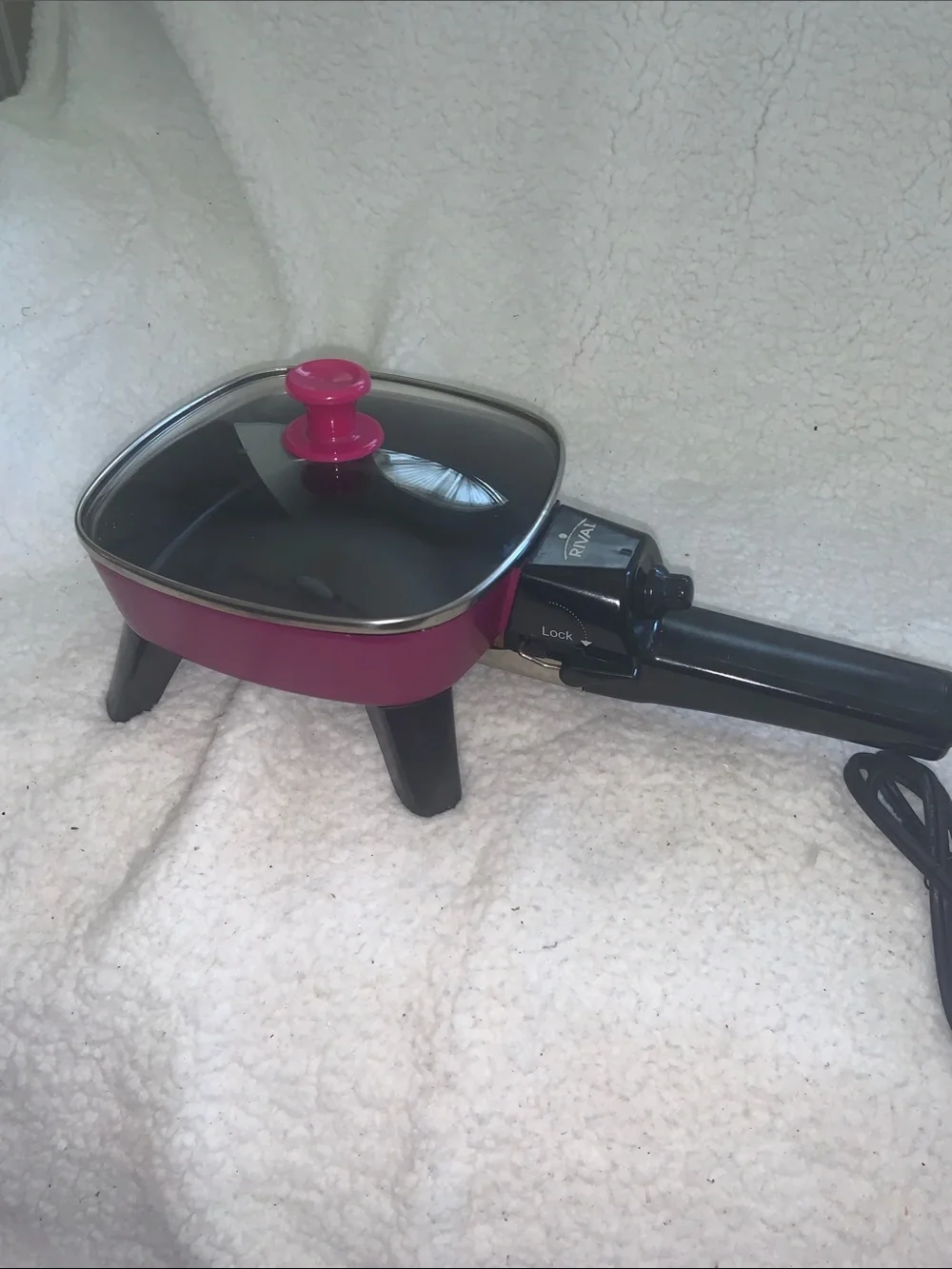 Rival Pink Electric Skillet with Glass Lid